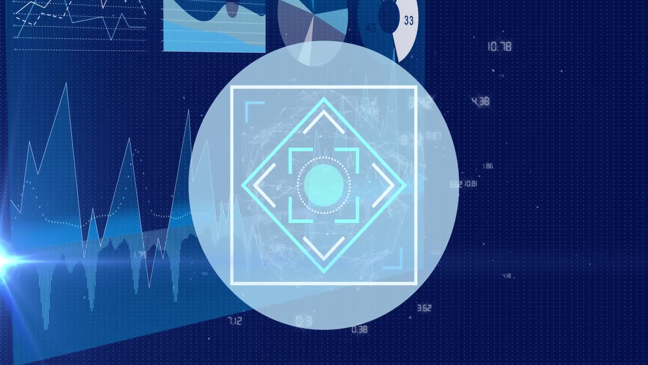Animation of processing circle on scientific graph and numbers