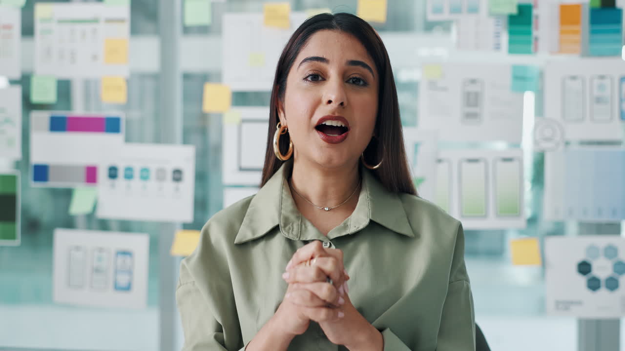 Mulher de negócios no escritório explicando ideias