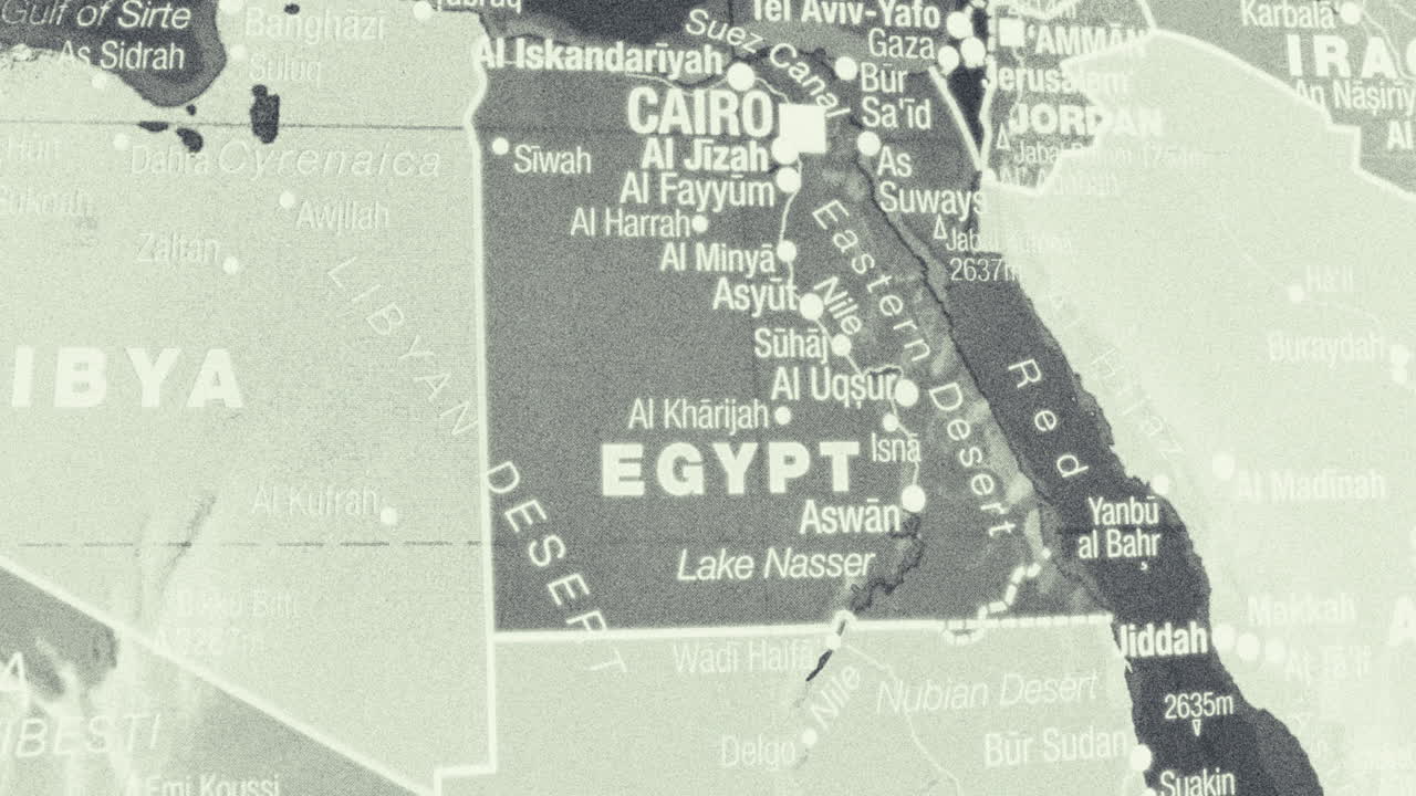 Detailed Political Map of Egypt and the Nile River Region