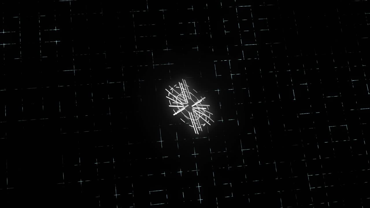 Zooming glowing neon digital lines and circles 3D animation with a cyber technological futuristic electric feel on dark grid gradient background motion graphics and visual effects in grey white