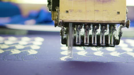 close up of sewing process in a modern fabric factory