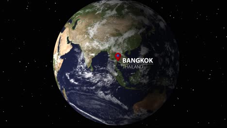 a rapid zoom-in animation towards bangkok.