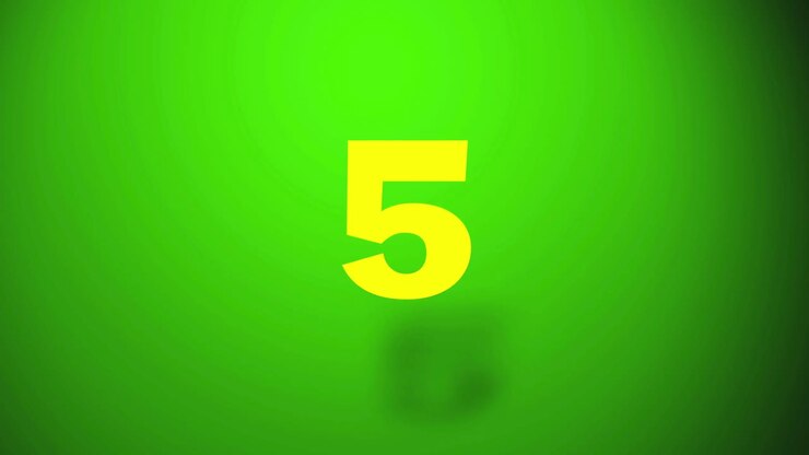 Yellow Countdown Numbers from Ten to Zero on Green Background