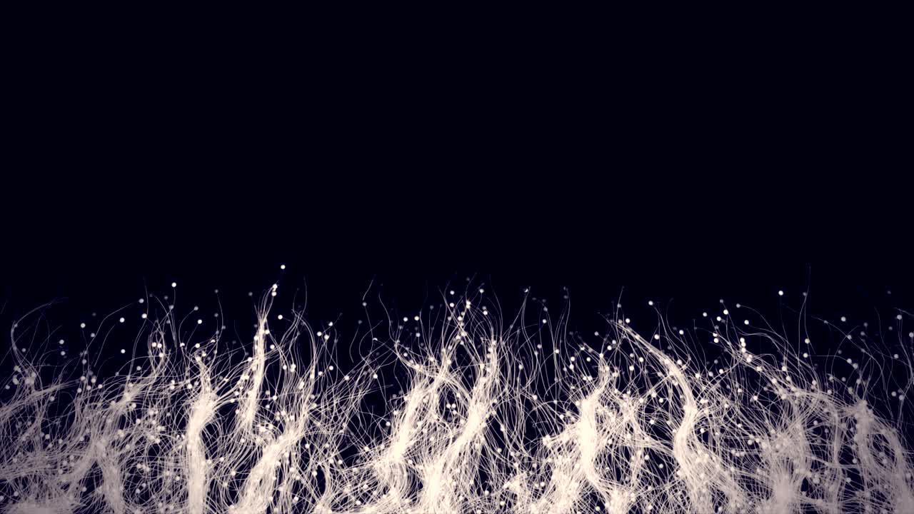 Glowing particles with trails climb the screen and fill the frame.