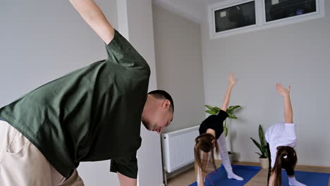 people practising yoga