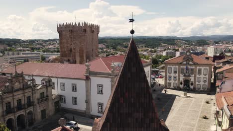 city hall and castelo de chaves, praça de camões, chaves, portugal