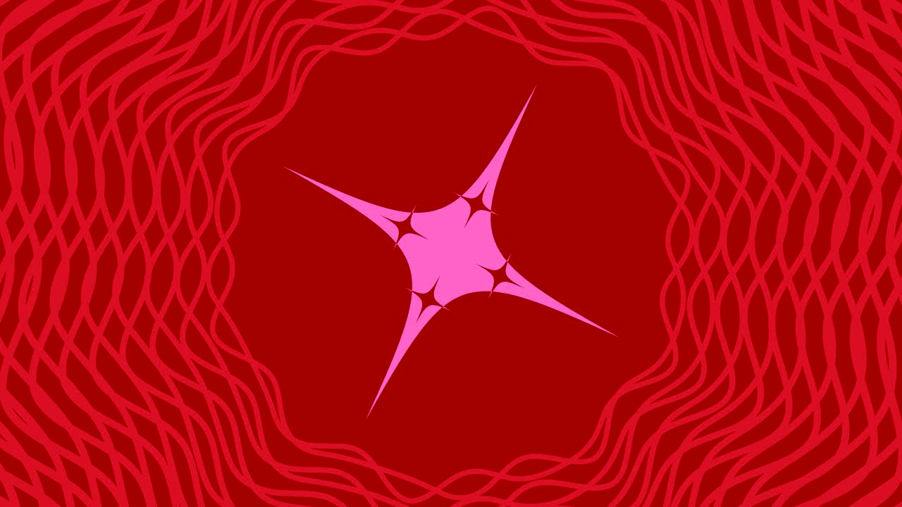 중앙에서 회전하는 그래픽 객체, 그래픽 프레임 내에서 크기를 증가시키고 감소시키며, 배경이 빠르게 색을 바꾸면서 사이키델릭 효과를 만들어 16: 9 비디오 형식