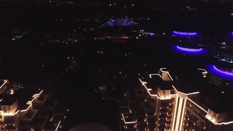 aerial view of illuminated resort at night