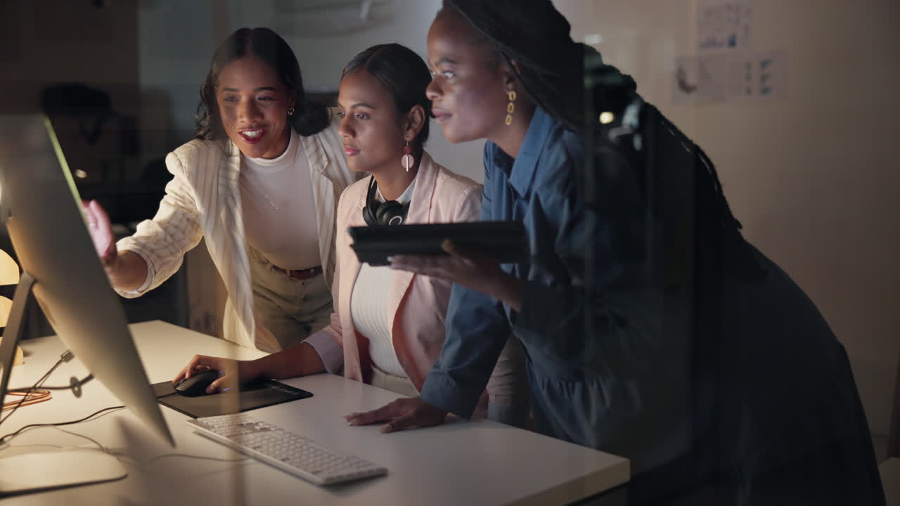 Teamwork, planning and computer with business