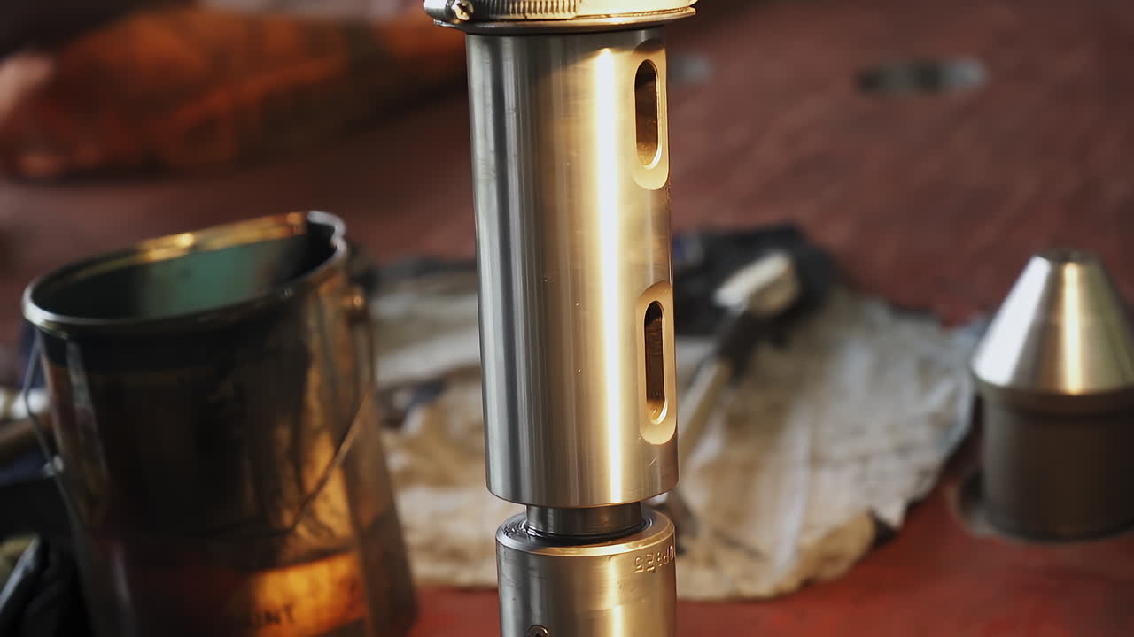 Close-up view of industrial equipment parts and tools