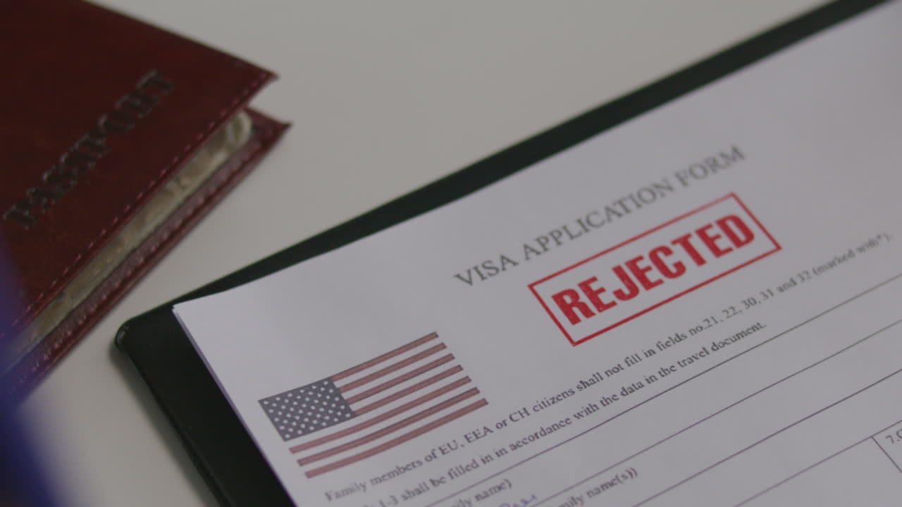 Close-Up of Stamping Rejected on US Visa Application Document