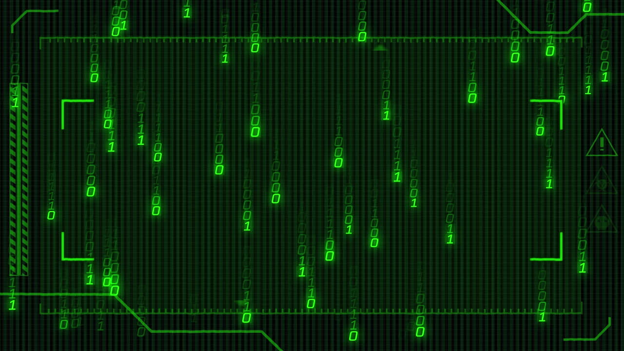 animación del procesamiento de datos sobre un fondo negro