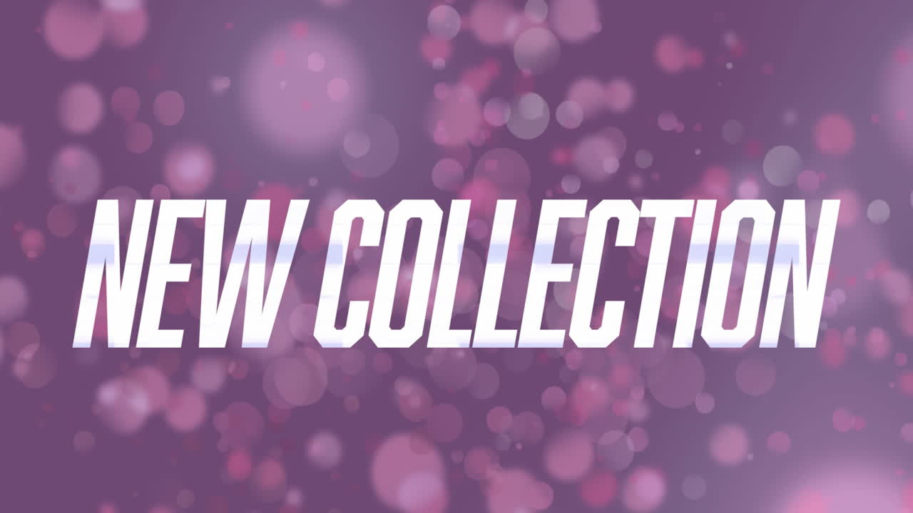 보라색 배경에 렌즈 플레어 위에 새로운 컬렉션의 애니메이션