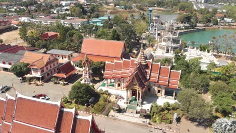 aerial view of wat chalong, buddhist temple in phuket