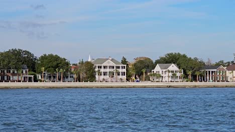 waterfront view of charleston city and historical colonial buildings