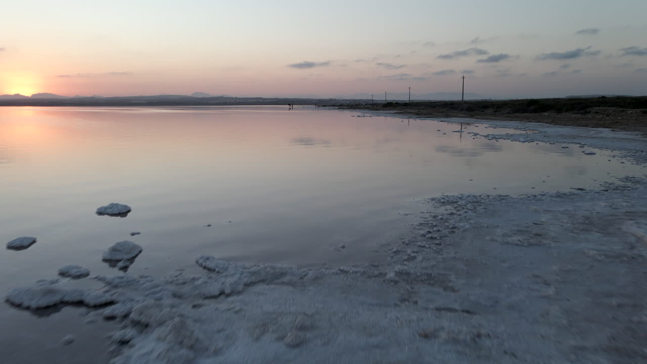 Pink Sunset at a Salt Lake