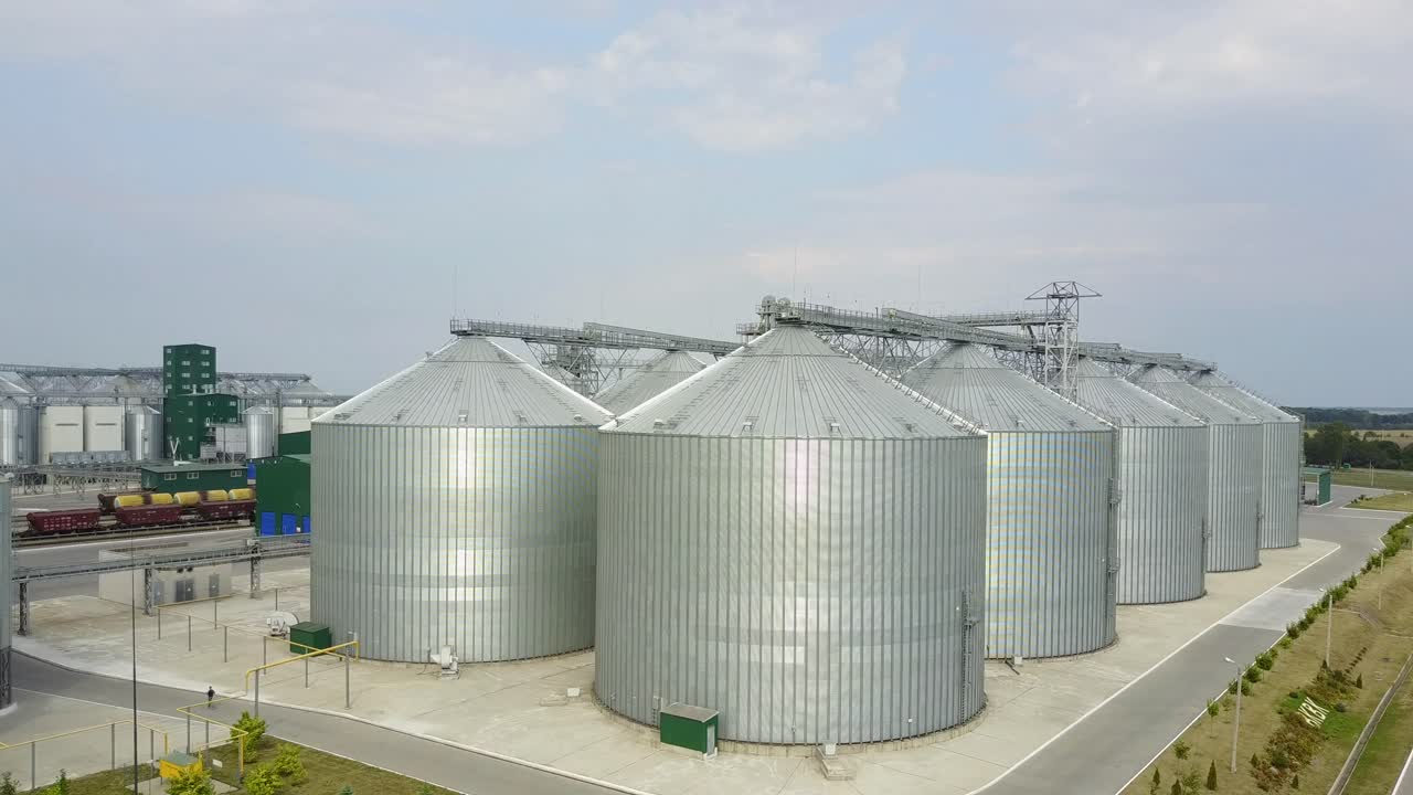 Granary for grain. Modern silos for storing grain harvest
