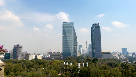 view of chapultepec forest and paseo de la reforma in mexico city