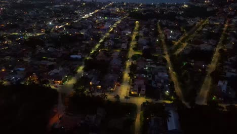 aerial view of a city at night