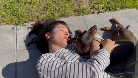 Brunette-and-Dachshund-Share-Joyful-Moments-in-Slow-Motion