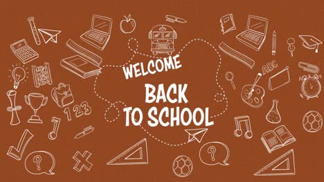 welcome back to school text against multiple school concept icons