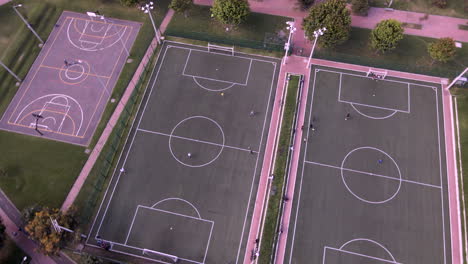 aerial view soccer fields and park in bogota colombia