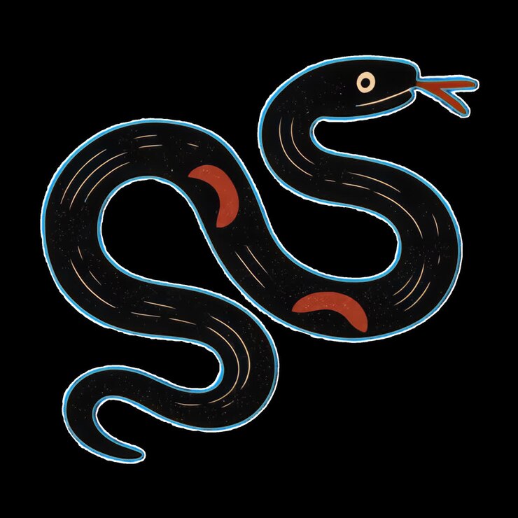 Stylized snake illustration animation isolated asset, transparent 4K video, alpha channel, ProRes