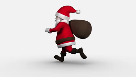 Cartoon-Santa-running-on-white-background