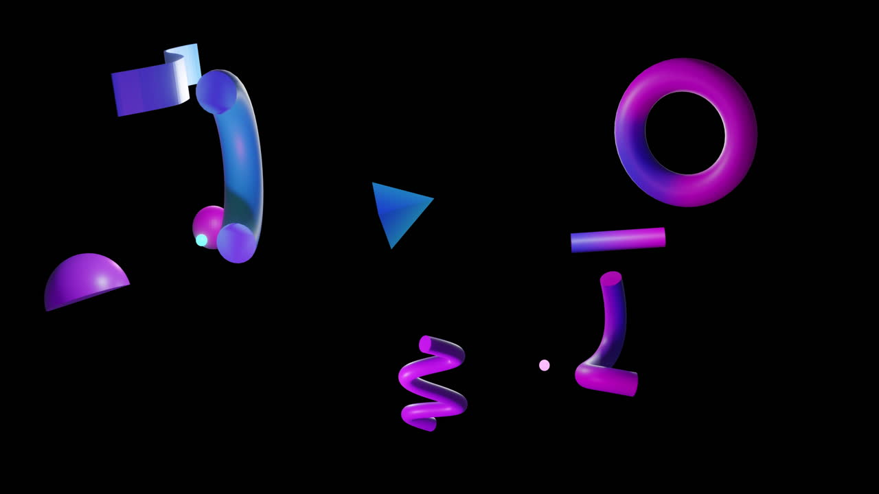 animación de formas 3d abstractas sobre un fondo negro