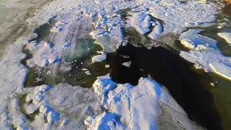 ice drift on the yakut river in spring from a drone 4k