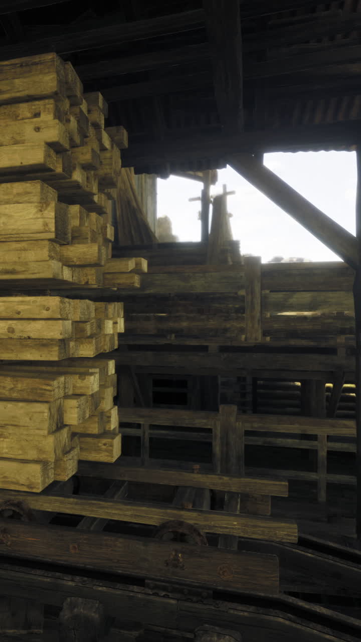 Strutture in legno in un cantiere durante le ore diurne.