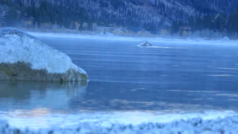 High-icebergs-and-glaciers-in-winter-natural-conditions,-sea-in-ice,-snow-and-blizzard