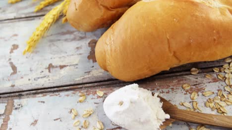 various types of breads with wheat grains