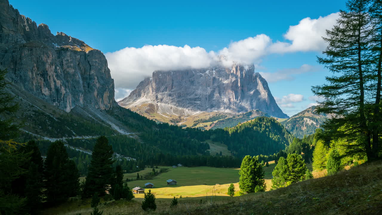 lapso de tempo - dolomitas langkofel itália paisagem