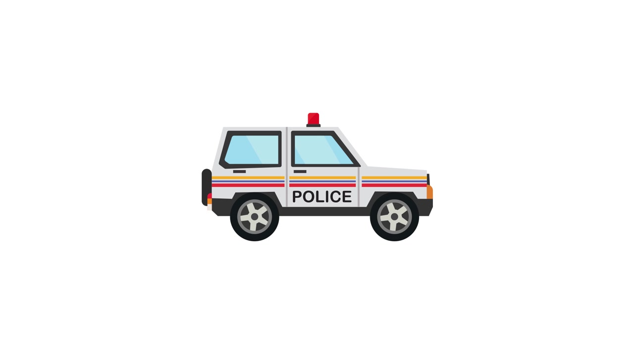 SUV della polizia animato che si assembla e si allontana