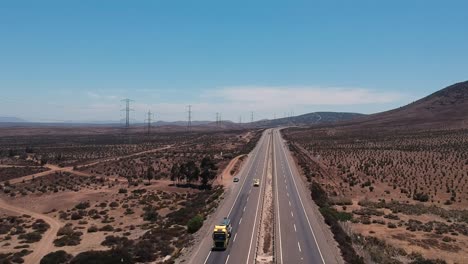 Highway-in-dry-land,-Coquimbo,-Chile