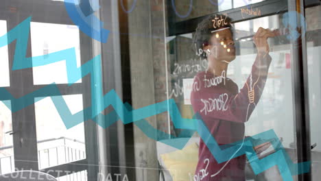 animación del procesamiento de datos sobre un empresario afroamericano en el cargo