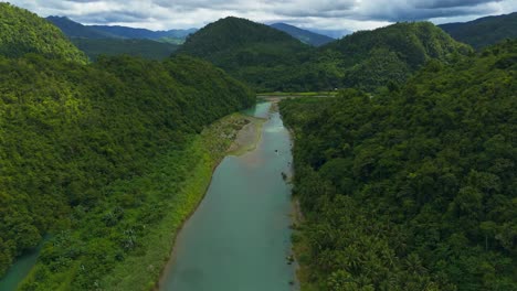 Aerial-View-High-Above-Daywan-River,-Surigao-Del-Norte,-Philippines