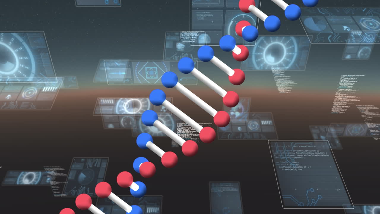 animación del procesamiento de datos de adn giratorio en pantallas móviles