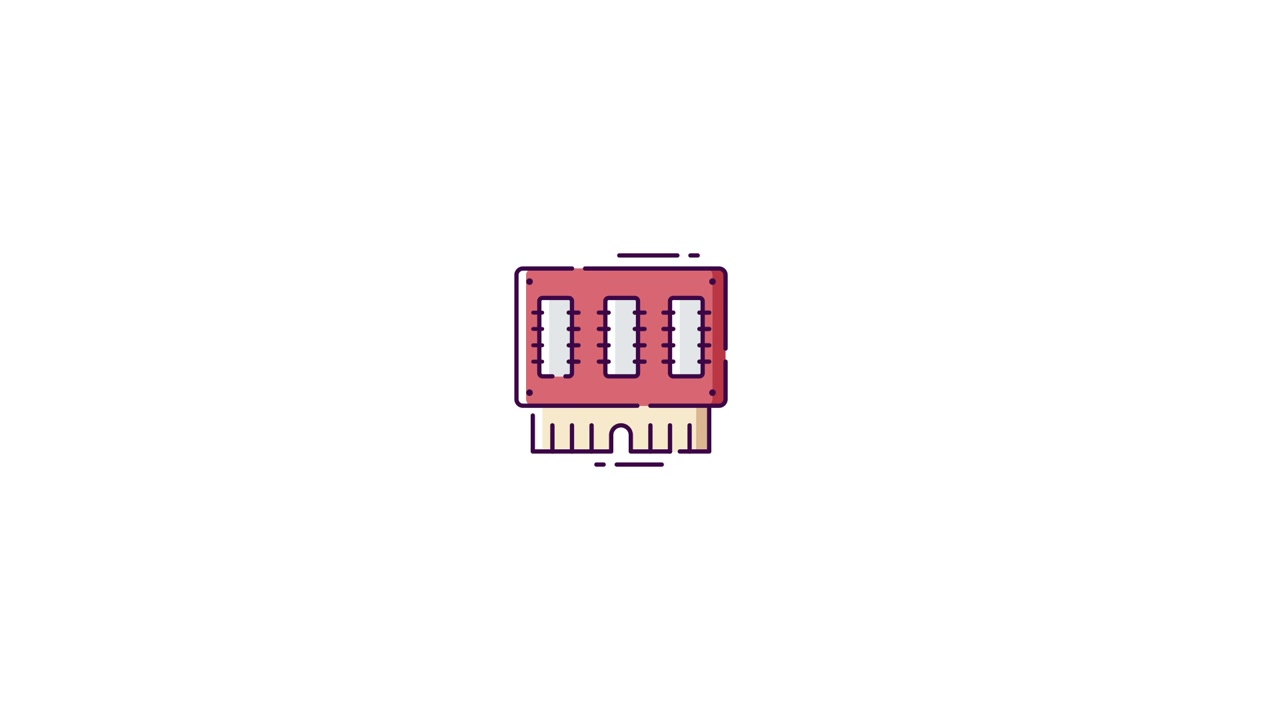 Icono animado de un módulo de memoria RAM de computadora