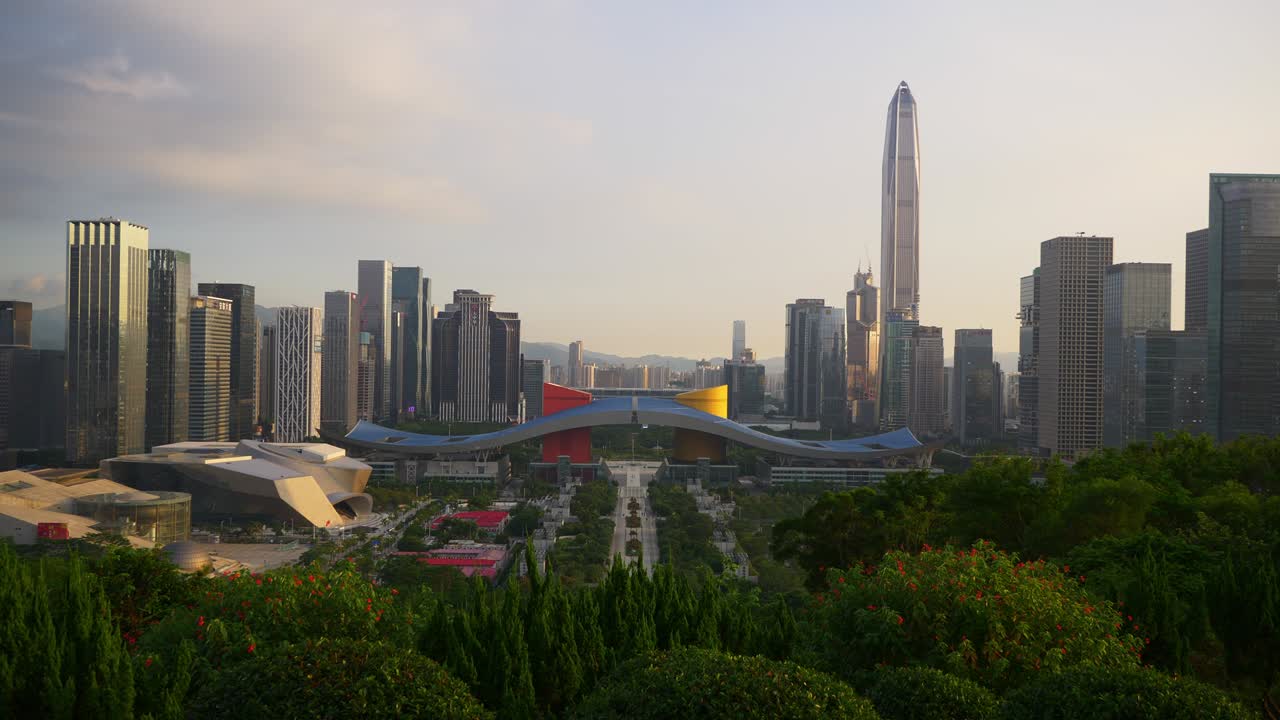 해가 지는 시간, 젠 시 시내, 느린 동영상, 전망점, 파노라마, 4k, 중국