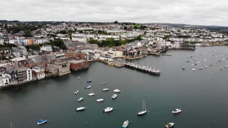 aerial panningg right shot of falmouth harbour cornwall