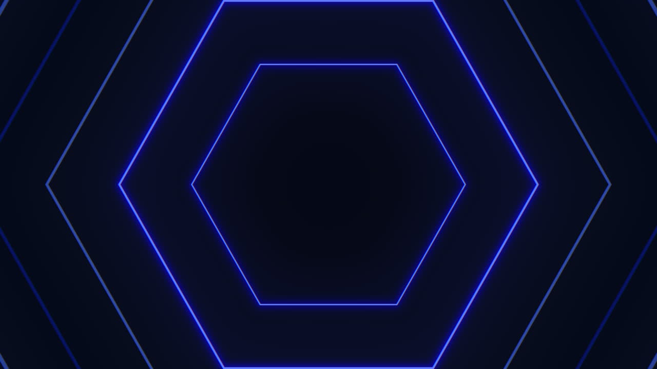 encantadores hexágonos de luz azul iluminan el fondo oscuro