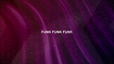 animation of funk text over purple liquid background