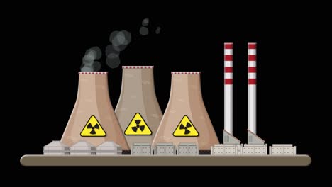 progresión animada de una fábrica que emite contaminación