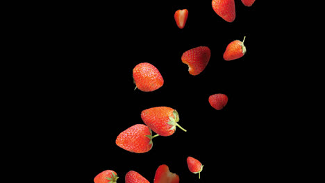 falling strawberries  with alpha channel