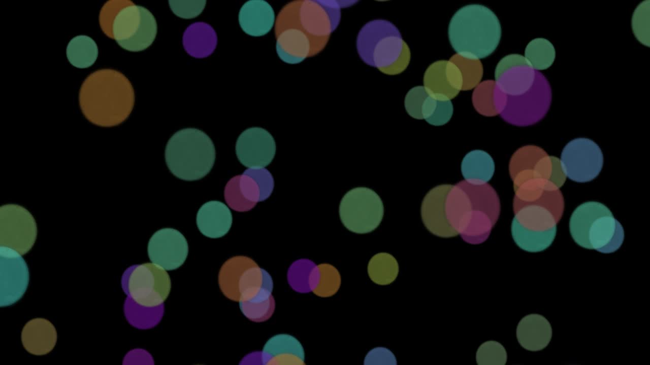 círculos bokeh borrosos volando. círculos brillantes abstractos. efecto desfocado. fondo bokeh borroso. composición horizontal, calidad de video 4k