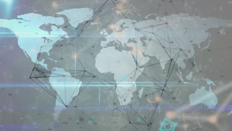 animación de la red de conexiones sobre el mapa del mundo