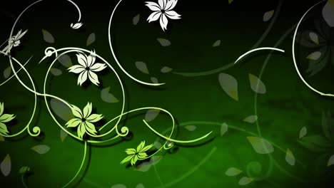 animation of petals and flowers on green background