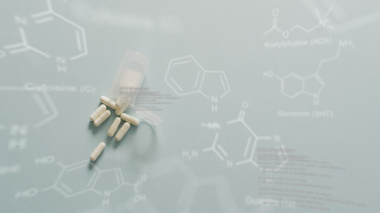 dna 스트랜드 다이어그램의 애니메이션과 데이터 처리는 알약을 통해